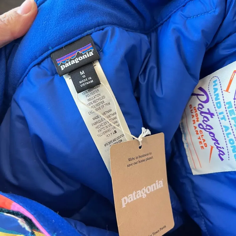 Patagonia Kids' Powder Town Ski Snow Pants Frontera Passage Blue M NWT